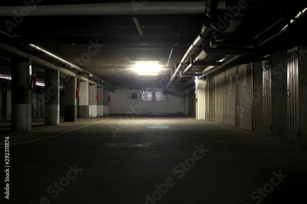 Obraz old empty underground garage with copy space for your text