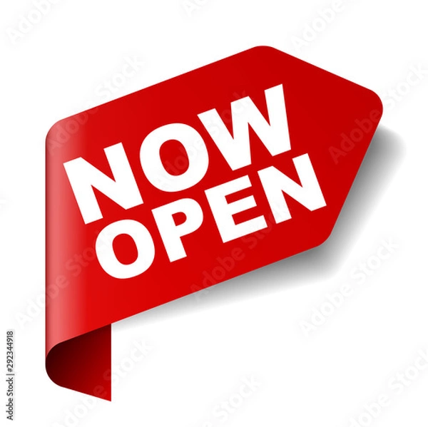 Obraz red vector banner now open