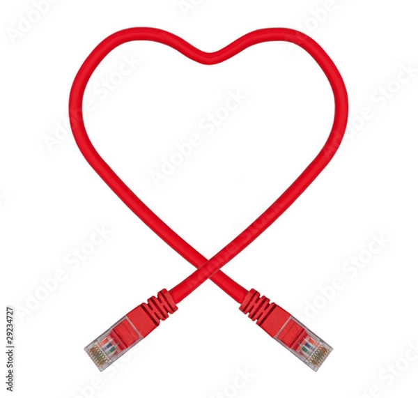 Obraz Red Heart Shaped Ethernet Network Cable