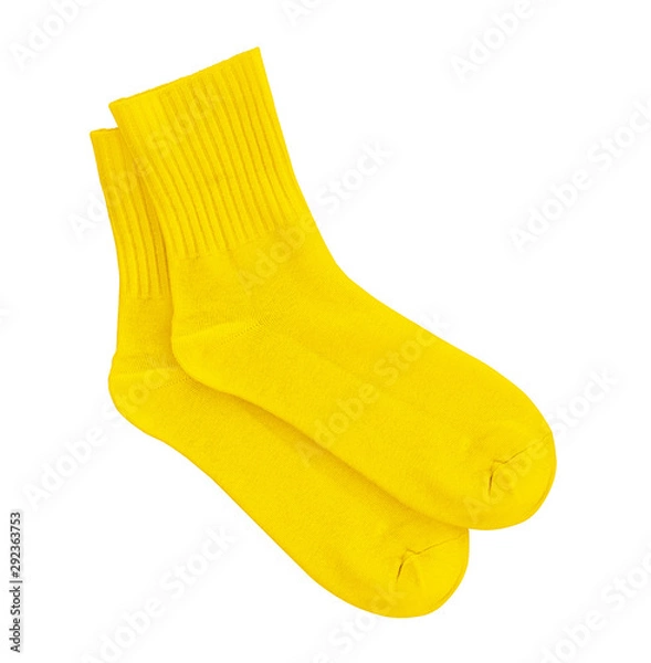 Obraz yellow socks on an isolated white background