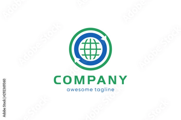 Obraz globe circle concept, globe icon, circle logo template, world vector illustration