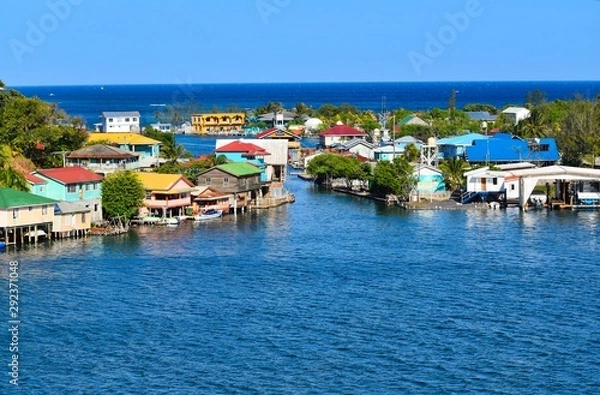 Obraz houses on stilts in the Caribbean