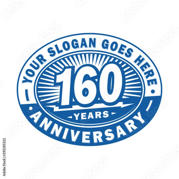 Obraz 160 years anniversary design template. 160th logo. Blue design - vector and illustration.