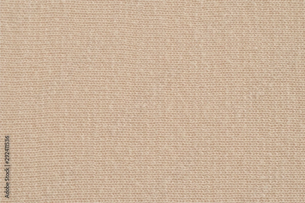 Obraz Beige knitted fabric texture. Soft jersey background. Closeup