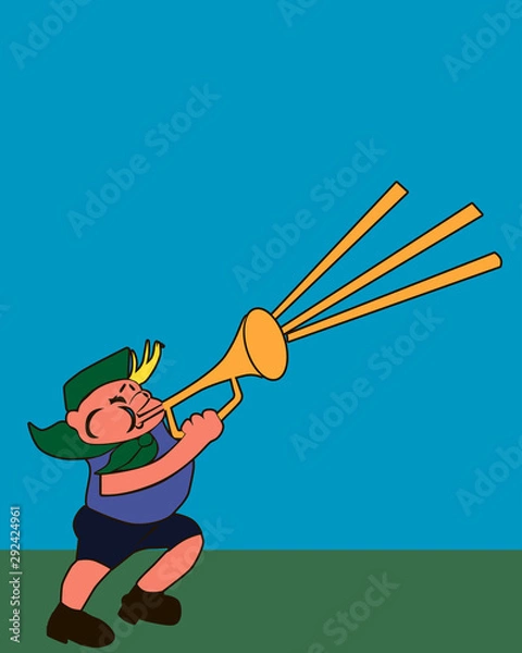 Fototapeta scout plays picking on the pipe