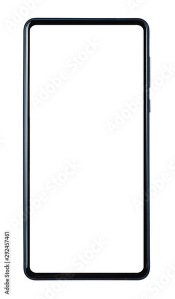 Obraz Black smart phone with white screen isolated white background