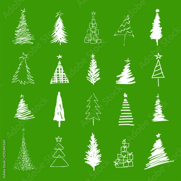 Fototapeta set of christmas trees illustration - vector