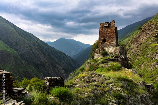 Obraz Mutso Castle, Georgia, Causacus. A fortress in the mountains.