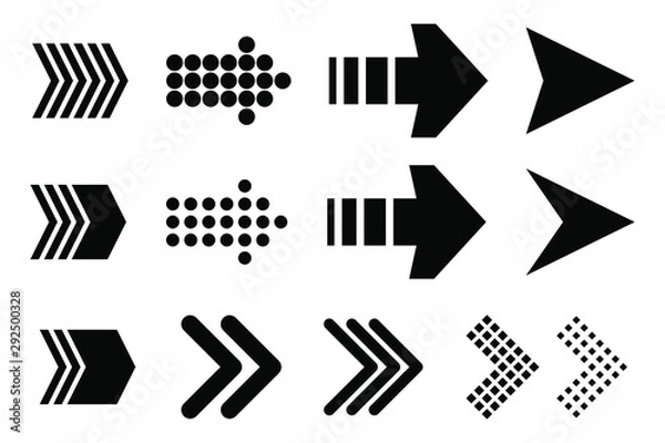 Obraz Set of vector curved arrows. Collection of pointers.