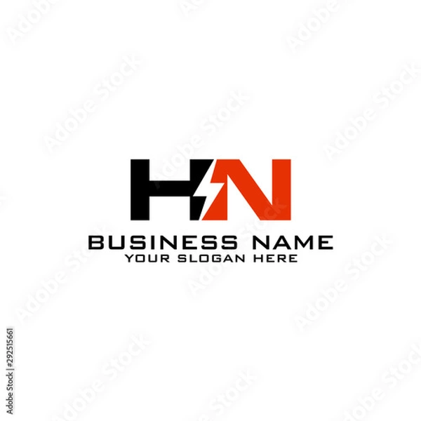 Fototapeta HN Initial logo concept with electric template vector