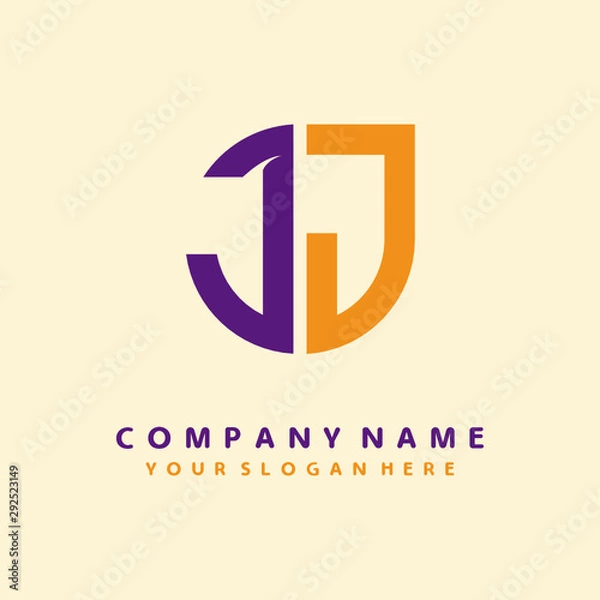 Obraz initial letter JJ logo purple, orange. Monogram Vector Logo