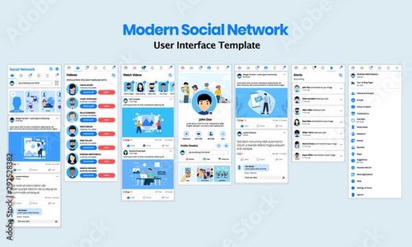 Fototapeta Modern Social Network User Interface Template