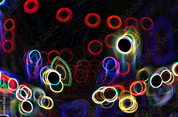 Obraz Wave & line colorful neon abstract art for design background & texture.