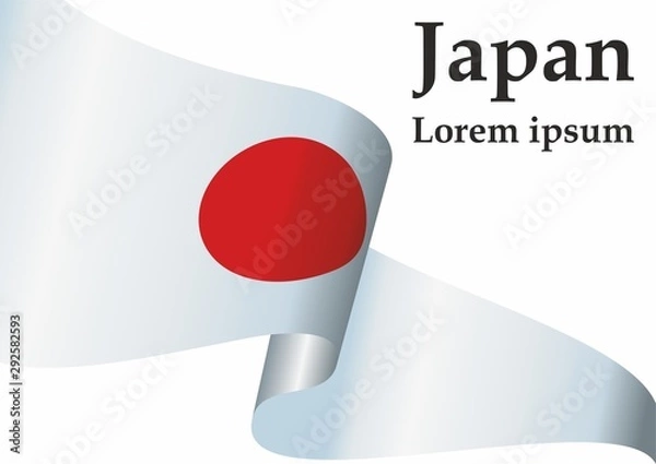 Fototapeta Flag of Japan, Land of the Rising Sun. Template for award design, an official document with the flag of Japan. Bright, colorful vector illustration for graphic and web design.