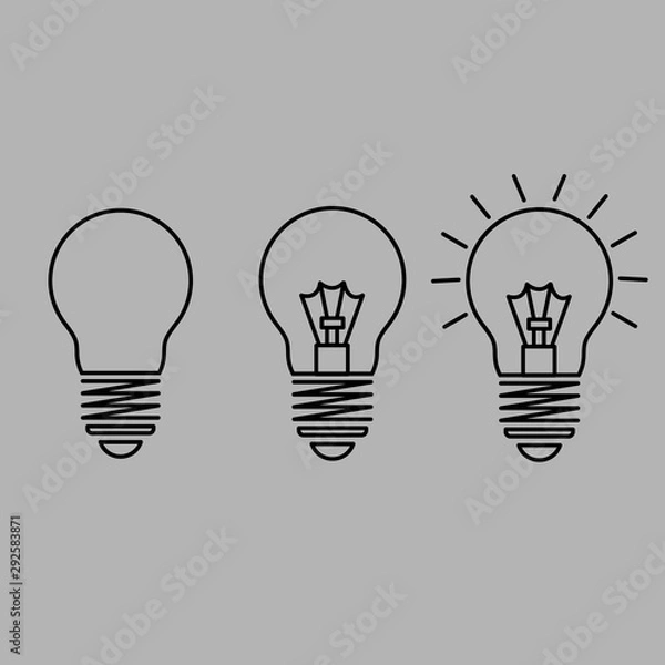 Obraz set of light bulbs, vector, icon