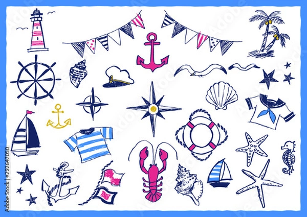 Obraz 手描き画 マリン素材セット