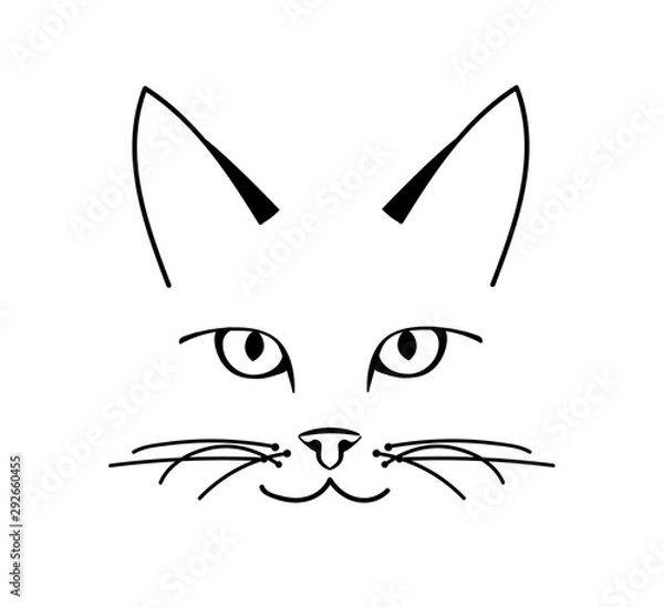 Obraz Vector cute cat face design on white background, Vector illustration. Pet
