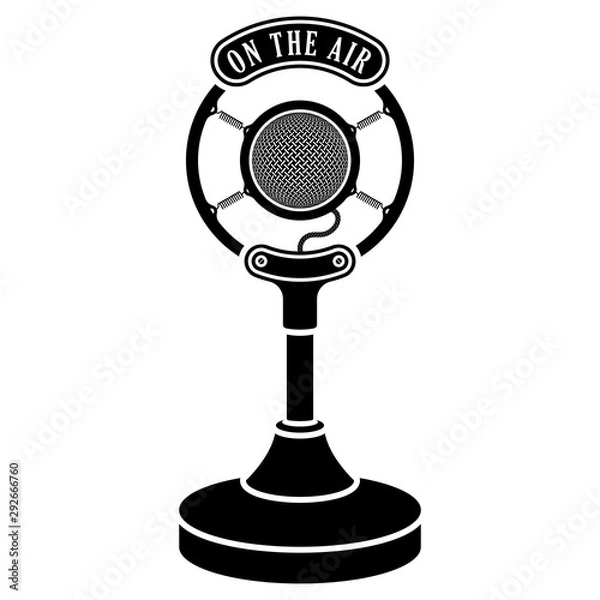 Fototapeta Microphone icon. Retro, vintage microphone icon. Vector illustration.
