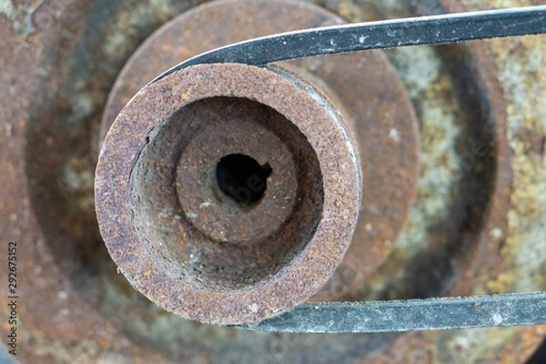 Obraz Side view on Old belt of water pump.