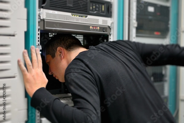Fototapeta network technician is working