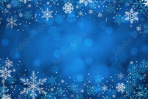 Obraz Blue Christmas background with snowflakes