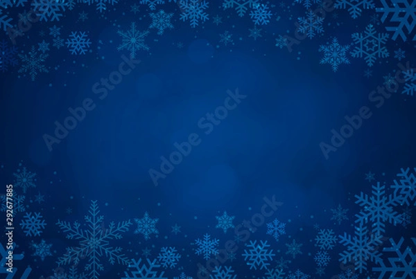 Obraz Blue Christmas background with snowflakes