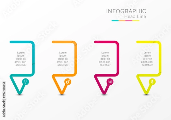Fototapeta 4 Stetps infographic background for presentation or web