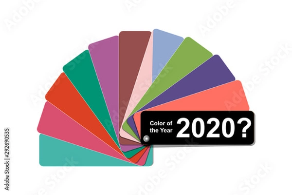 Fototapeta what color of the year 2020 concept, trend color palette sample swatch book guide, stock vector illustration clip art template isolated on white background