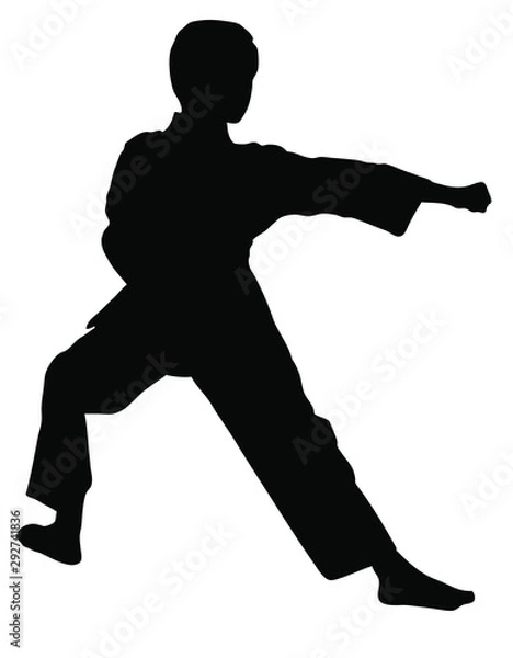 Obraz Kid karate stock vector silhouette