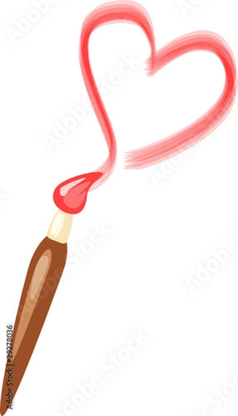 Fototapeta Brush drawing a red heart