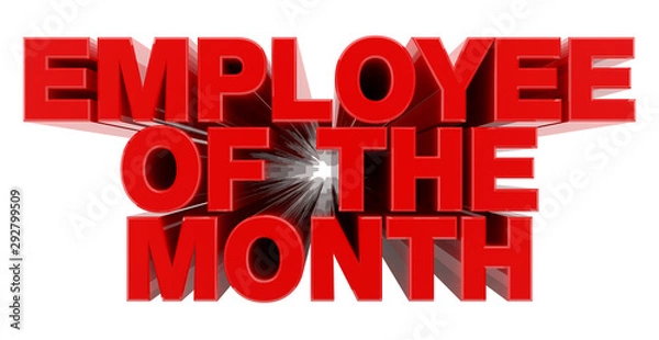 Fototapeta EMPLOYEE OF THE MONTH red word on white background illustration 3D rendering