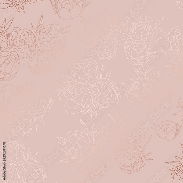 Fototapeta Rose gold. Floral pattern with a foil effect