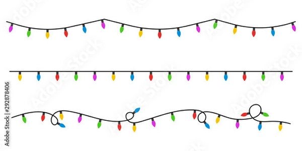 Obraz Lampki choinkowe płaski. Wektor