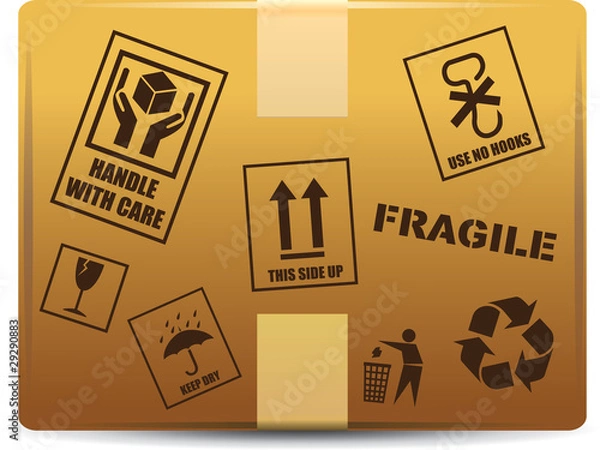 Obraz Safety fragile sticker icon set