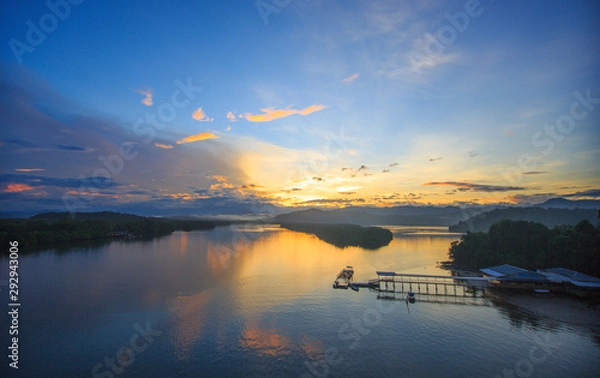 Fototapeta sunrise moment view at one of the famous port for photographer in Borneo