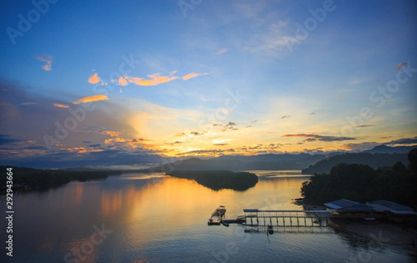 Fototapeta sunrise moment view at one of the famous port for photographer in Borneo