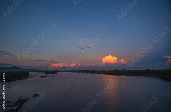 Fototapeta sunrise moment view at one of the famous port for photographer in Borneo
