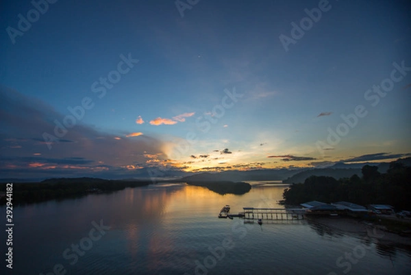 Fototapeta sunrise moment view at one of the famous port for photographer in Borneo