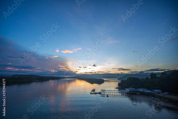 Fototapeta sunrise moment view at one of the famous port for photographer in Borneo