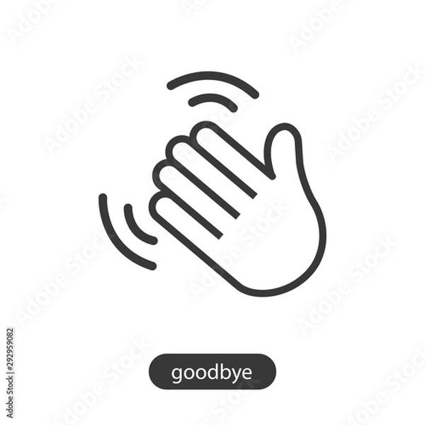 Obraz Ręka macha ikona symbol linii.