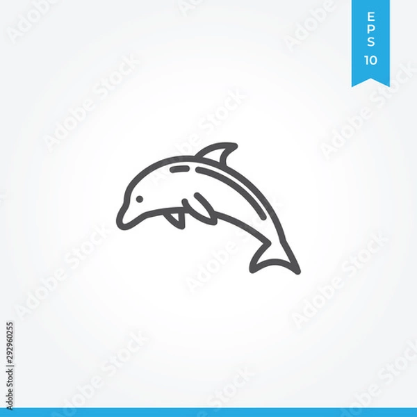 Fototapeta Dolphin vector icon, simple sign for web site and mobile app.