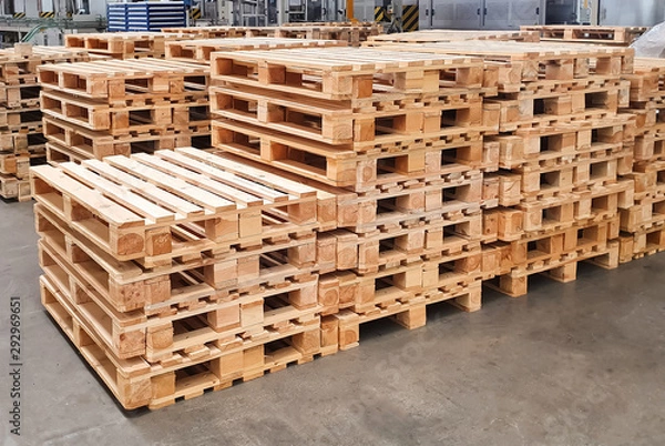 Obraz Wooden pallets in the production warehouse