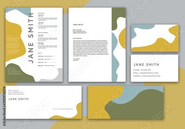 Fototapeta Resume Set with Abstract Background Elements