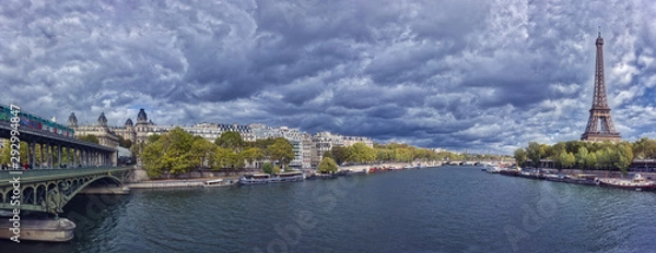 Obraz Piękna panorama Paris 16 i Paris 7, Francja z wieżą Eiffla w cenie