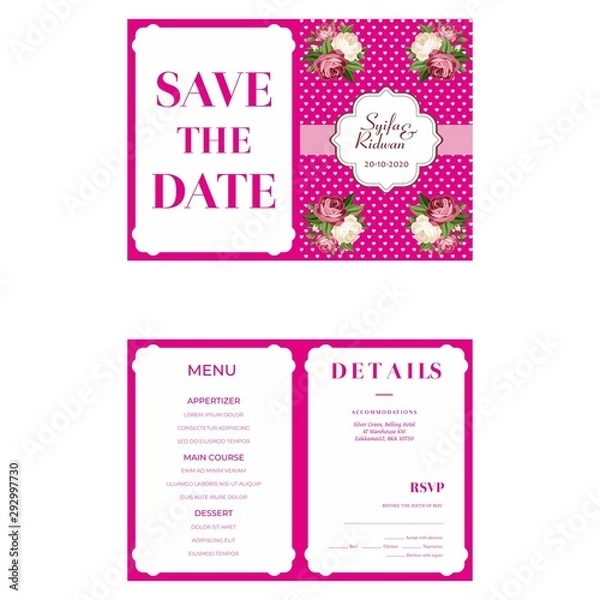 Obraz Pinky Wedding Invitation Template