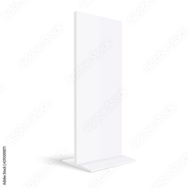 Fototapeta Makieta totemu reklamowego. pusty billboard na białym tle - widok z boku perspektywy 3D. Ilustracji wektorowych