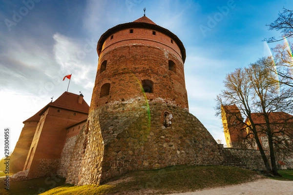 Fototapeta Trakai castle in Lithuania during sunset. One of the most popular tourism objects in Lithuania.