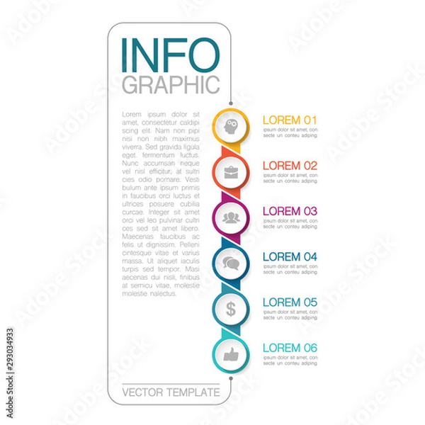 Fototapeta Vector iInfographic template for business, presentations, web design, 6 options.