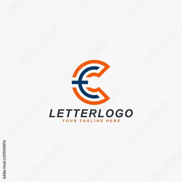 Fototapeta Letter C logo design vector. Labyrinth abstract symbol. Letter C outline and dot vector icons.