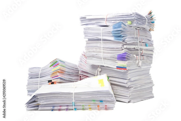 Fototapeta Stack of business papers isolated on white background